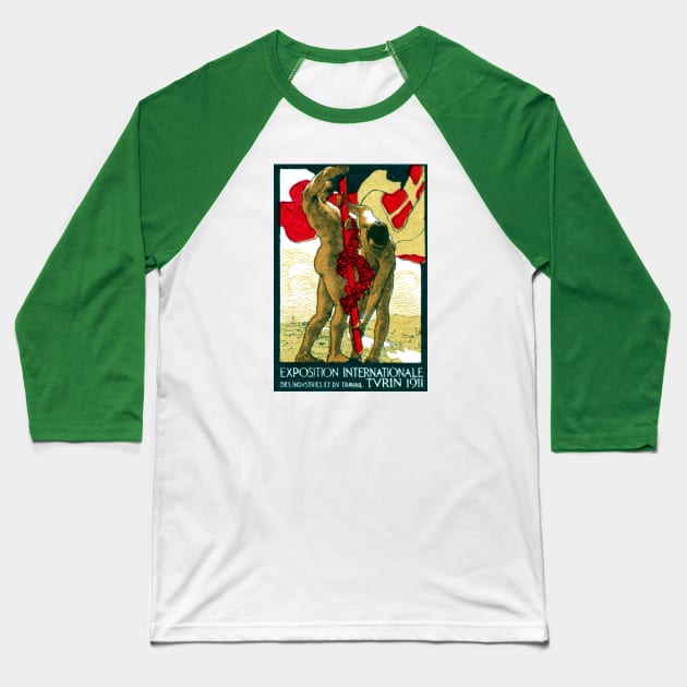 1911 Turin Italy Exposition Baseball T-Shirt by historicimage